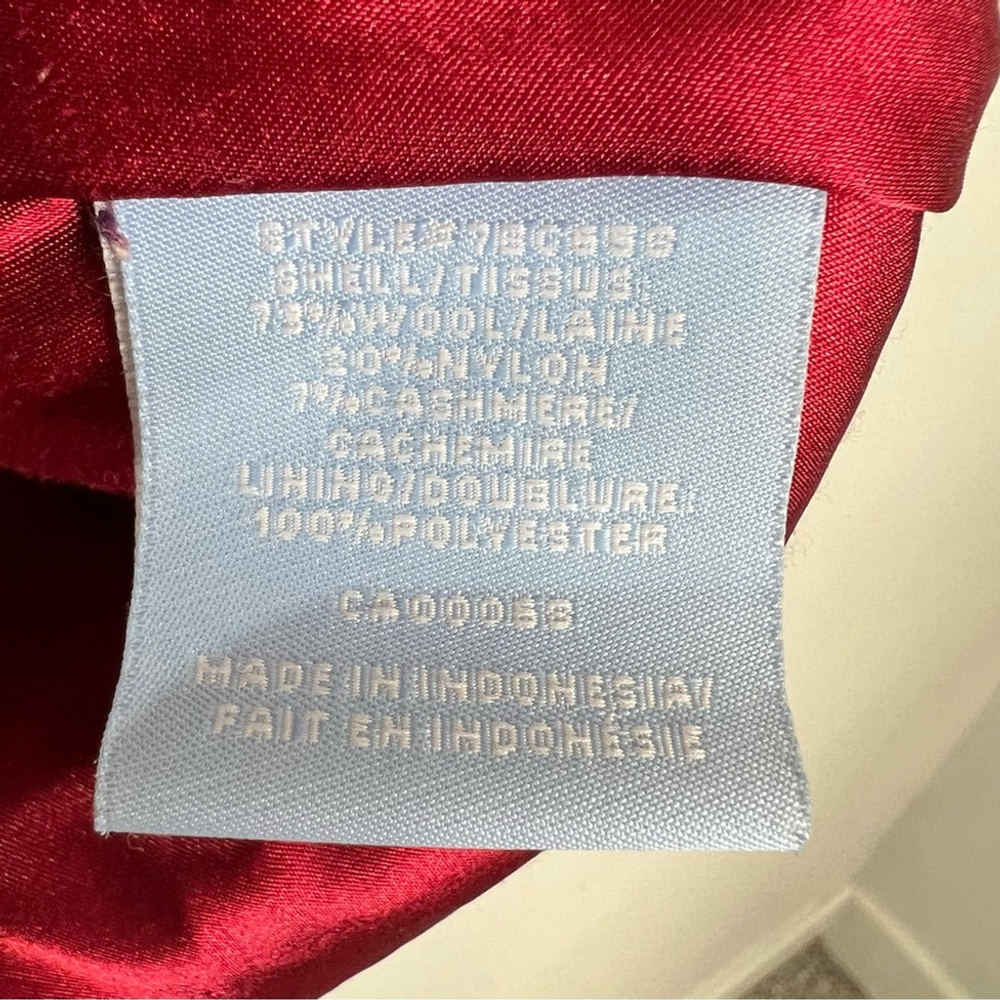 Watermelon pink red tailored cashmere blend pea coat M - Picture 10 of 10